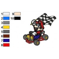 Mario in Racing Embroidery Design